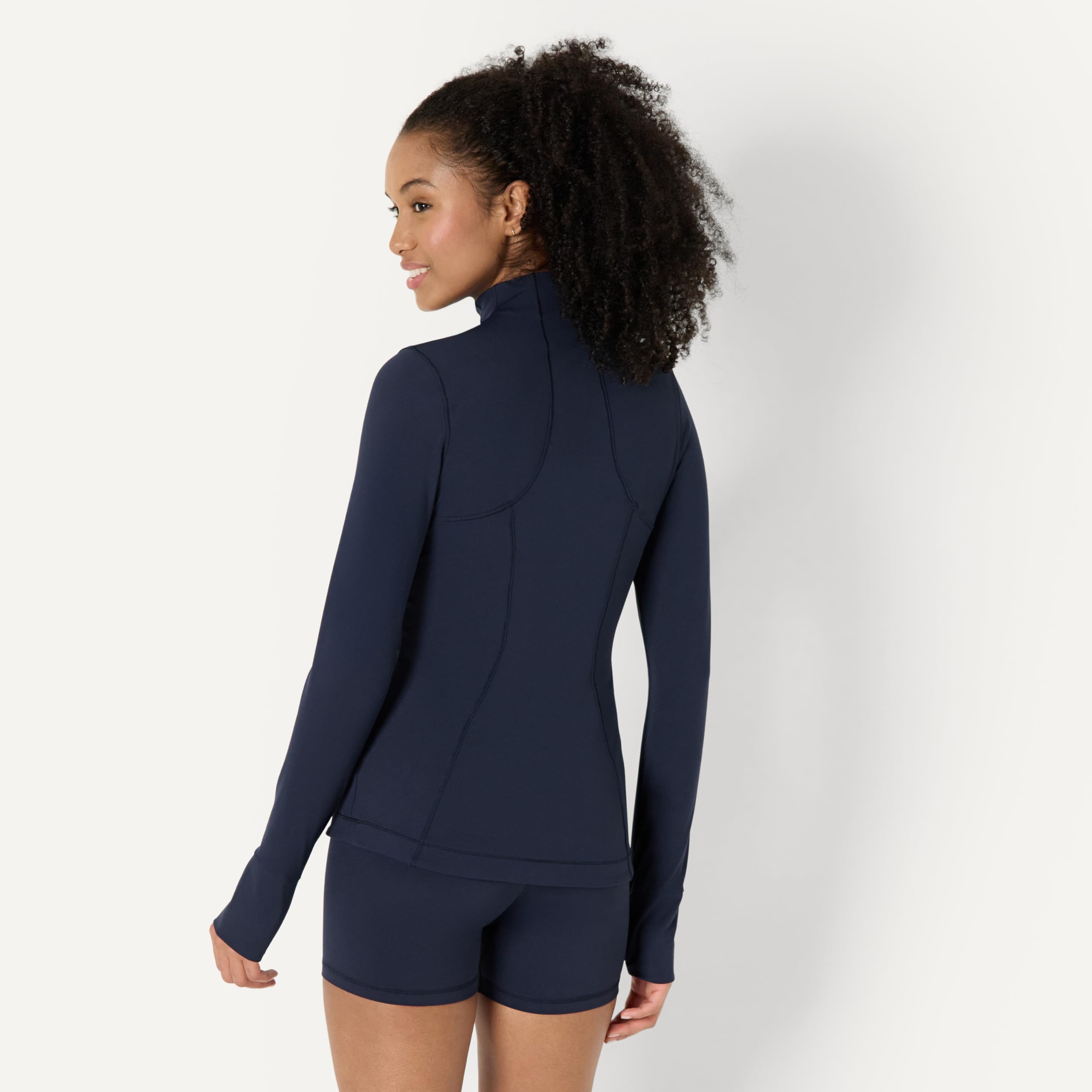 Amazon Essentials Donna Giacca Pullover a Maniche Lunghe Tecnica in FormFlex Morbidissimo, Zip a Un Quarto, vestibilità Aderente