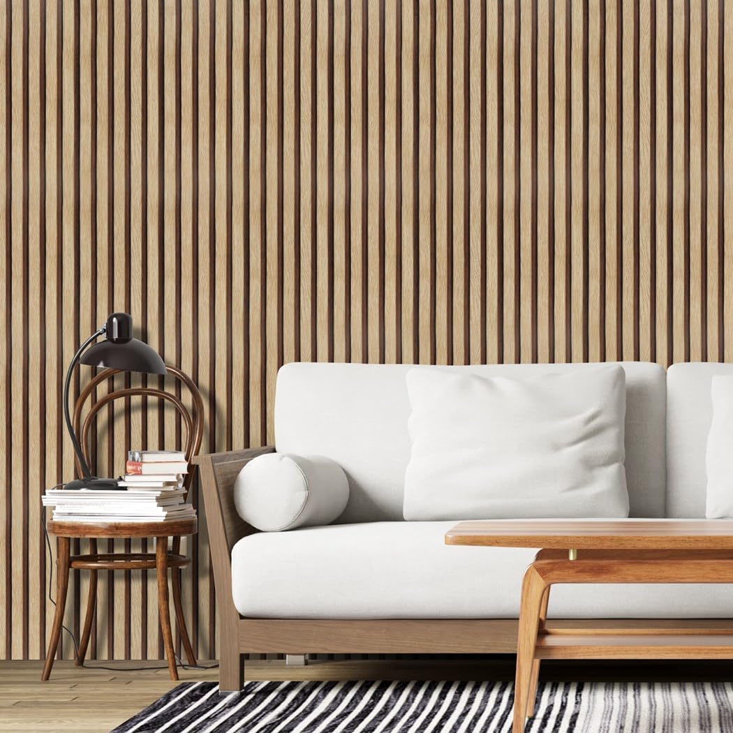 Arthome Papier Peint Moderne aspect bois 44cmx3m Auto Adhesif Panneaux muraux en bois Amovible Vinyle