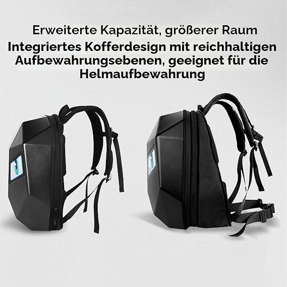 LED Motorcycle Backpack Bluetooth App Control Hard Shell Laptop Backpack with DIY Programmable Full Colour Screen Large Capacity Waterproof Helmet Luggage Bag for Travel