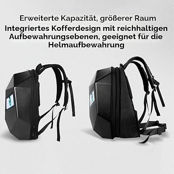 LED Motorcycle Backpack Bluetooth App Control Hard Shell Laptop Backpack with DIY Programmable Full Colour Screen Large Capacity Waterproof Helmet Luggage Bag for Travel