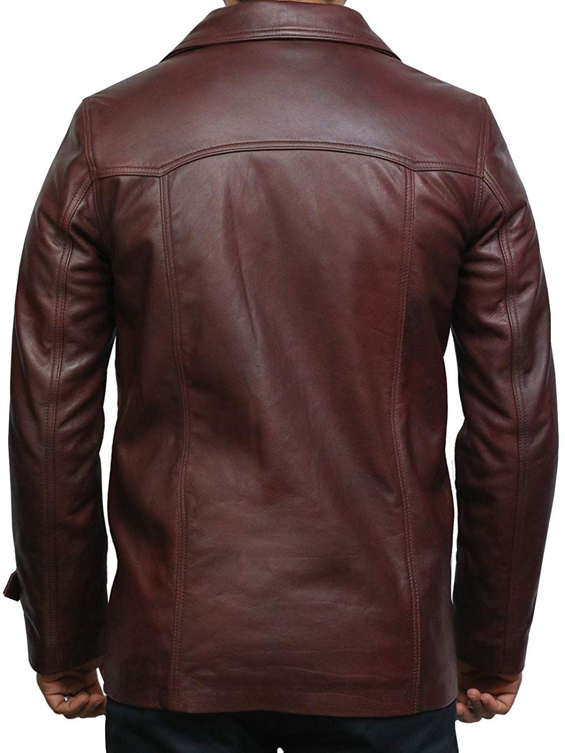BRANDSLOCK Herren Echt Rindsleder Lederjacke Trenchcoat Safarimantel Gewaschen