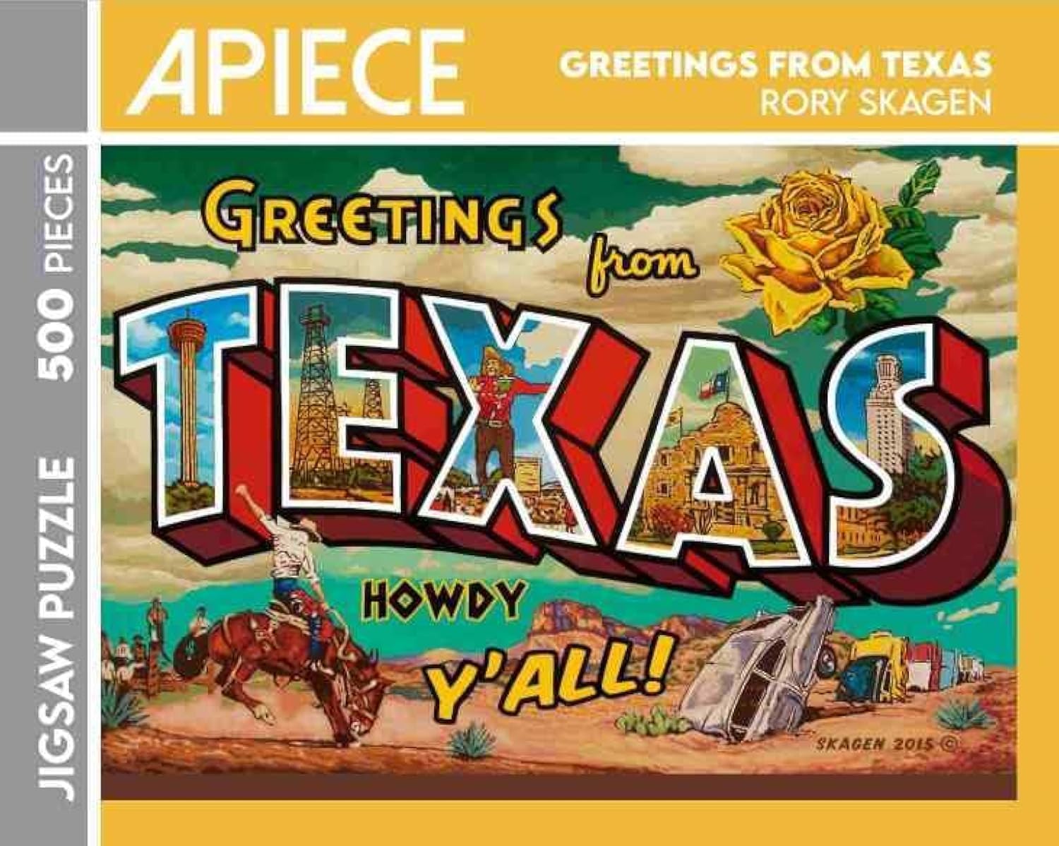 GREETINGS FROM TEXAS Jigsaw Puzzle (500 pieces), Art by RORY SKAGEN