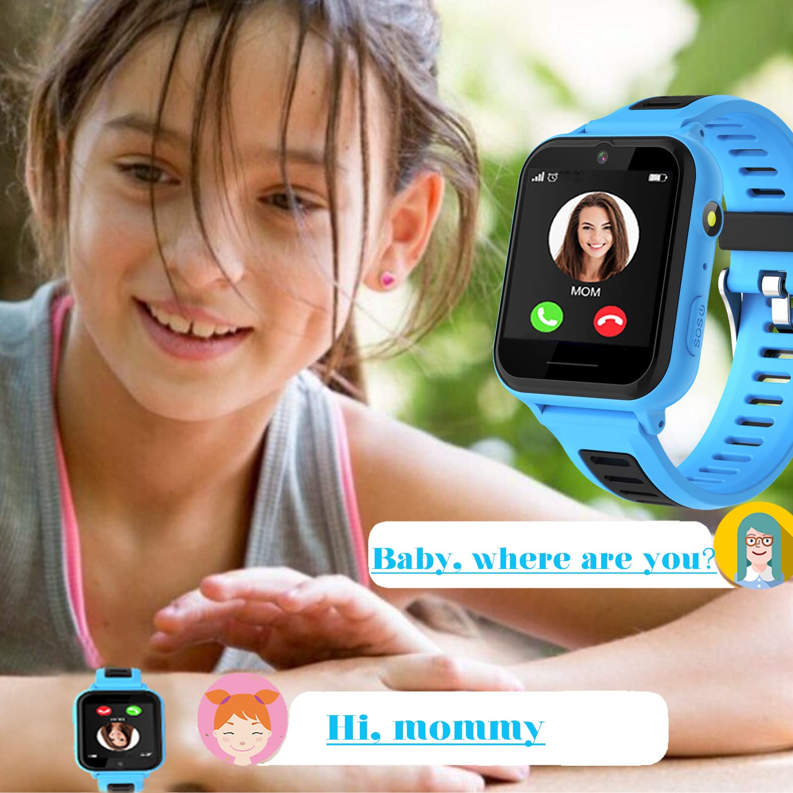 kaacly Smartwatch Kinder - Smartwatch für Kinder Telefon für Mädchen