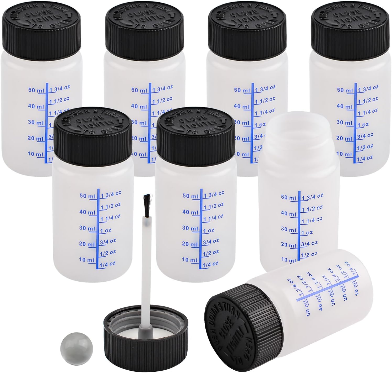 WANDIC Paint Touch Up Bottles, 30 Pieces Touch Up Plastic Bottle with Brush and Mixing Ball Paint Applicator Bottle for Car Wall and Hobby Painting -30 ml