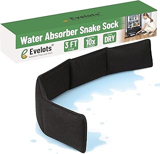 Evelots Water Absorber Snake Sock - Reusable Water Barrier - Absorbs 10 Times its Weight-Great for Leaks & Spills from Doors, Windows, Water Tank, Heavy Rain, Shower Tub-3 Feet Long