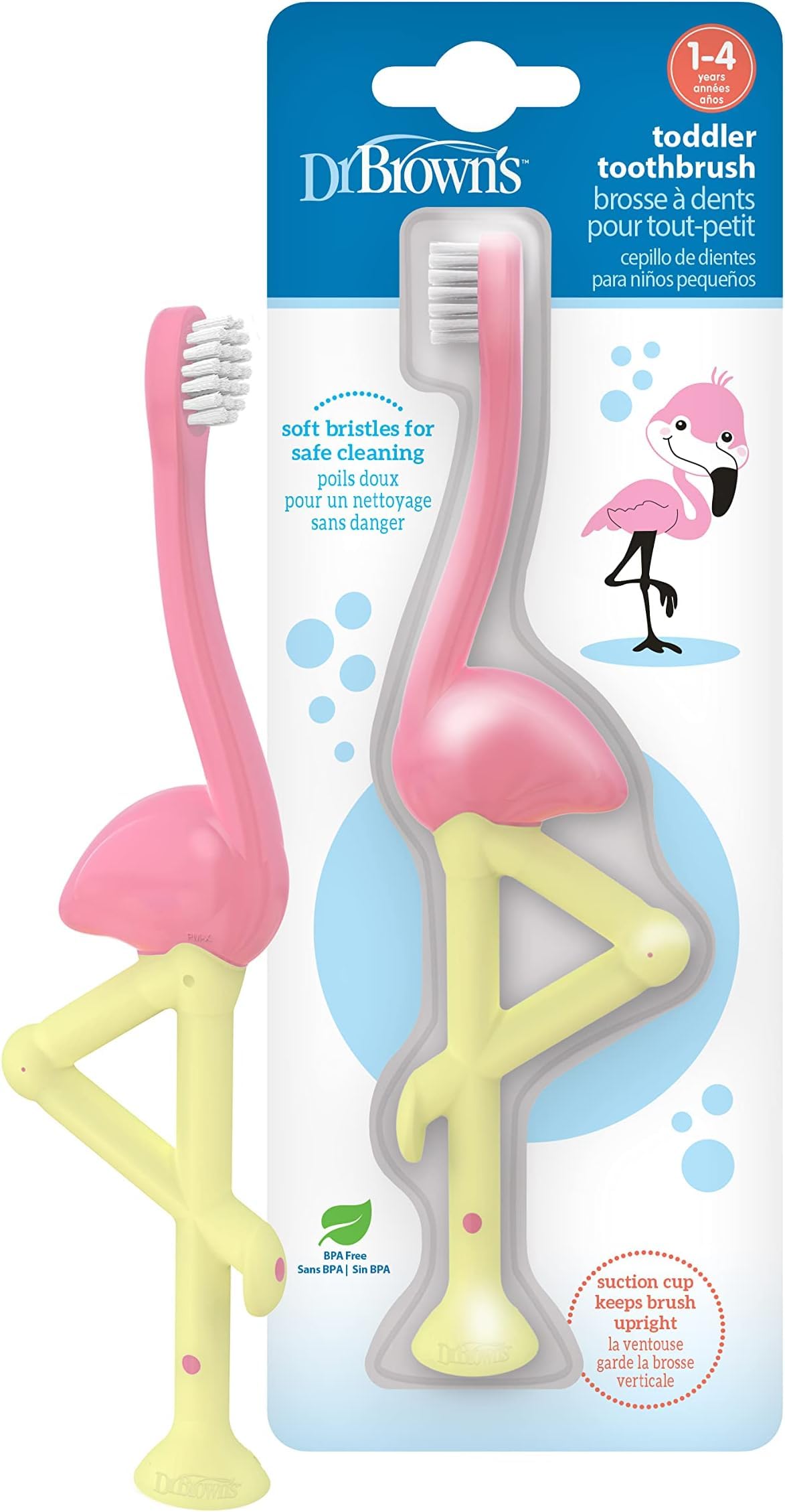 Dr. Brown's Baby and Toddler Toothbrush,Flamingo,1-4 Years,(Pack of 12)