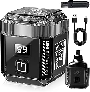 Mini afeitadora eléctrica para hombre, con indicador LED, 2 en 1, recortadora de barba profesional y recortadora de vello nasal, portátil, resistente al agua, para casa y viajes
