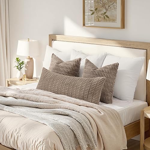 Vista 341 de MIULEE Pack of 2 Orange Corduroy Decorative Pillow Covers 20x20 Inch Soft Boho Striped Throw Pillow Covers Modern Farmhouse Home Decor for Halloween