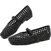 Mostrin Ballet Flats Woven Mary Jane Shoes Women Ballerina Flats Mesh Closed Toe Spring Summer Shoes Casual Dressy