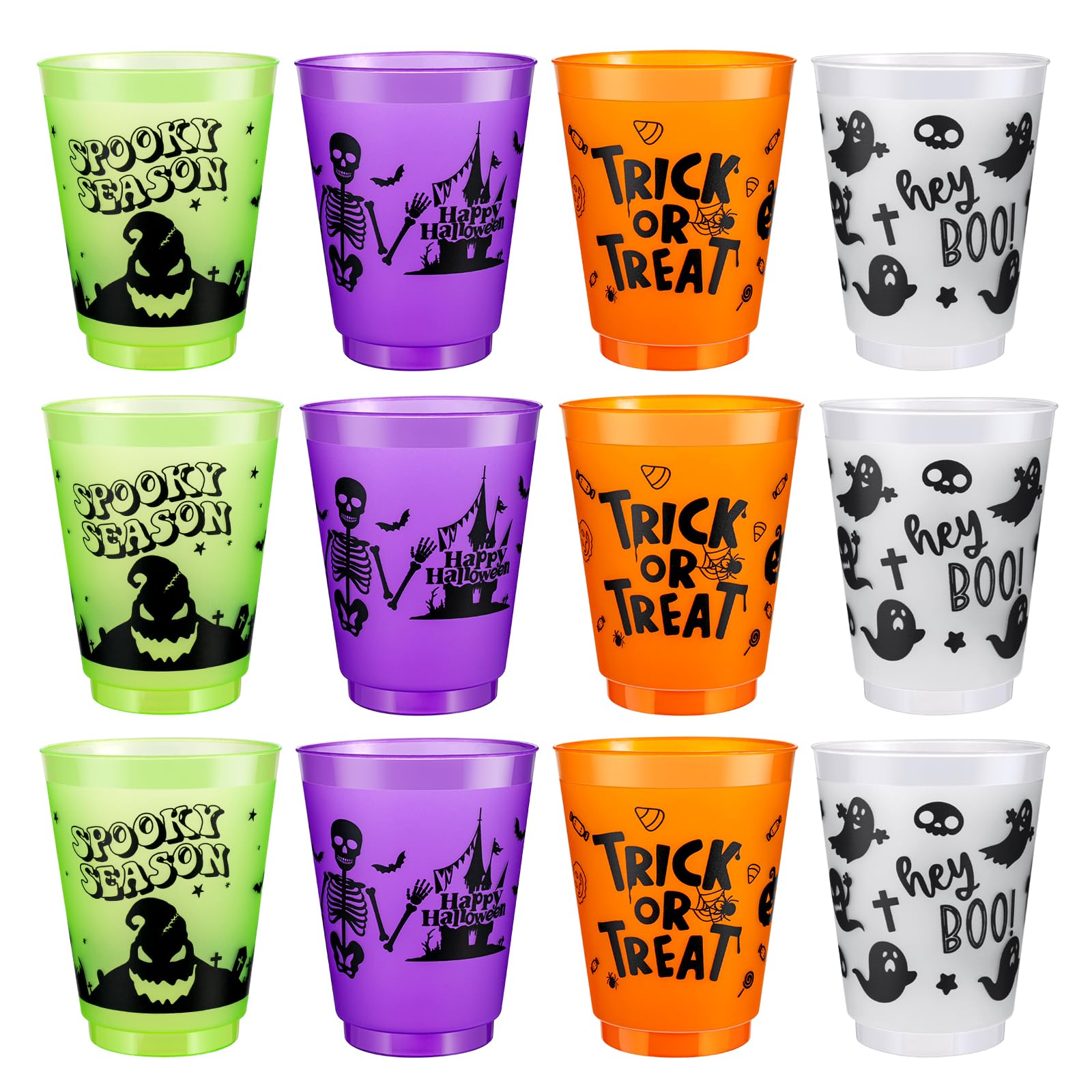 12er-Set Halloween-Partybecher (470 ml) aus PP, wiederverwendbar