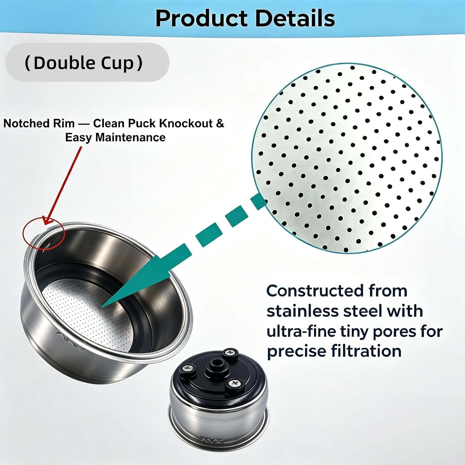 51mm 3-Layer 2cup Italian style Espresso Basket compatible with Mr. Coffee