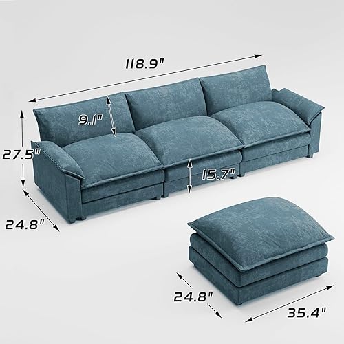 Miniatura 2 de Shahoo Sectional Modular Sofa L Shaped Chenille Fabric Couch with High Supportive & Soft Sponges and Removable Ottoman, Sleeper Comfy Upholstered