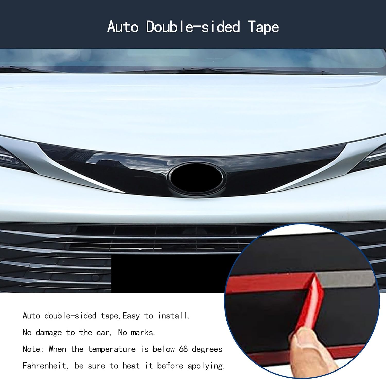 Front Hood Grill Cover Bonnet Trim Compatible with Toyota Sienna 2021 2022 2023 2024 Front Hood Bonnet Cover Trim Exterior Car Accessories ABS(Black)