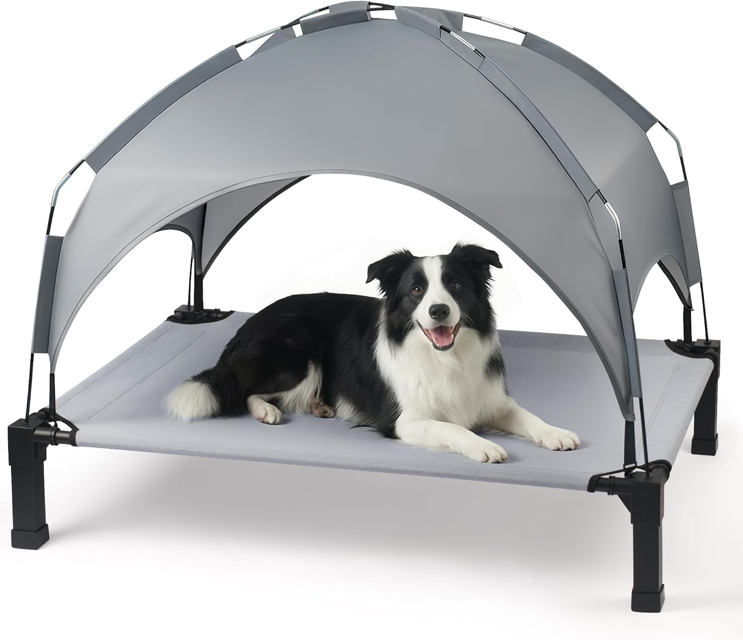 Heeyoo Elevated Dog Bed with Removable Canopy, Portable Dog Cot with Sun Protection Shade Tent, Raised Pet Cooling Cot Bed for Dogs, 42in