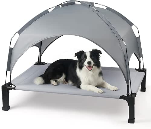 Elevated Dog Bed with Removable Canopy, Sun Protection Shade Tent