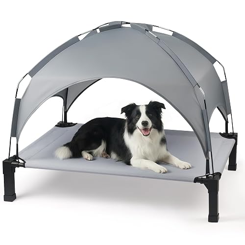 Heeyoo Elevated Dog Bed with Removable Canopy, Portable Dog Cot