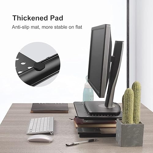 Miniatura 4 de suptek Soporte elevador de monitor para computadora, laptop, impresora, notebook y todas las pantallas planas con plataforma de metal ventilada y