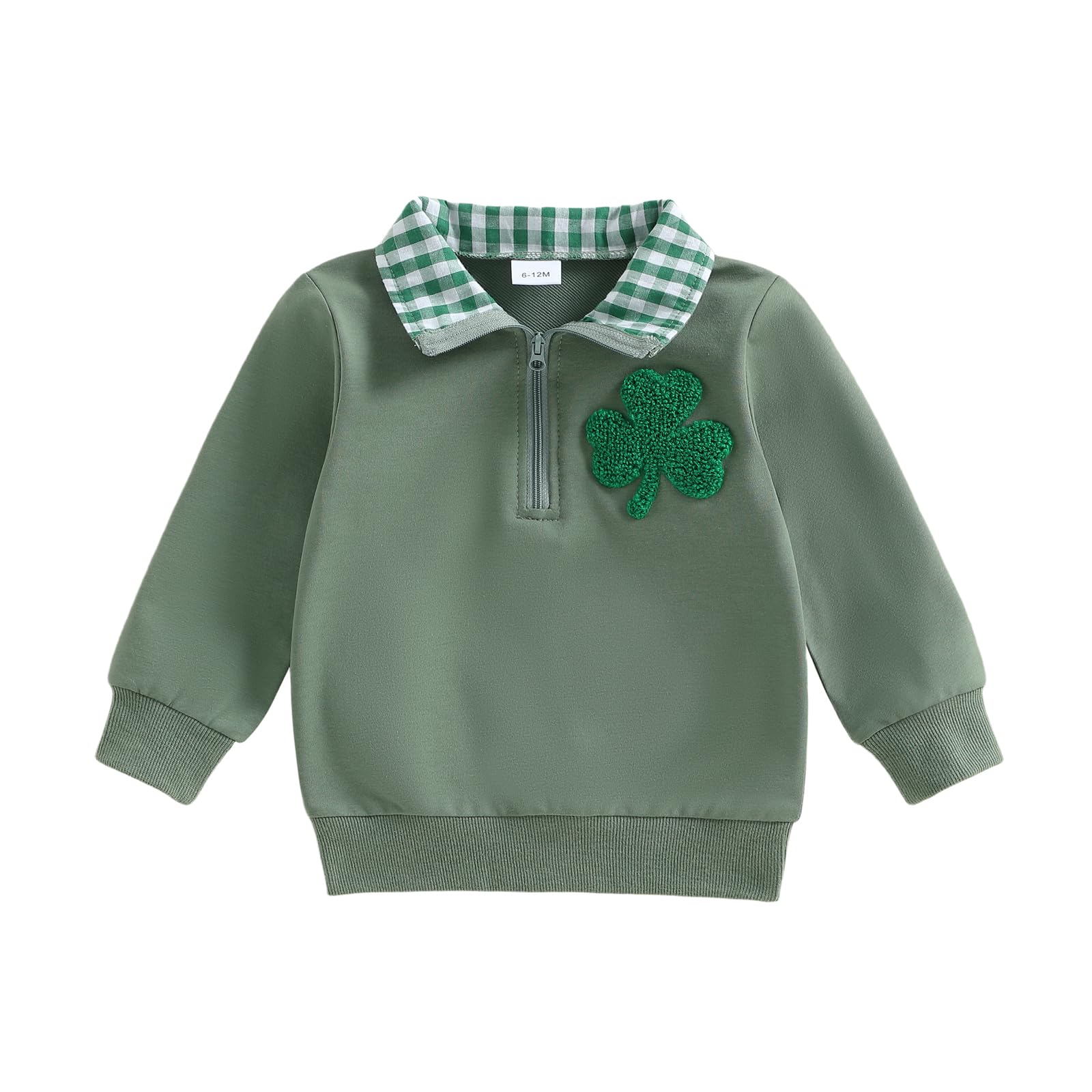 Geagodelia Enfants St Patrick Printemps Bébé Garçon Tops Trèfle Broderie Revers Manches Longues Tenue Élastique Vêtements Pull Ample Sweatshirt Tops
