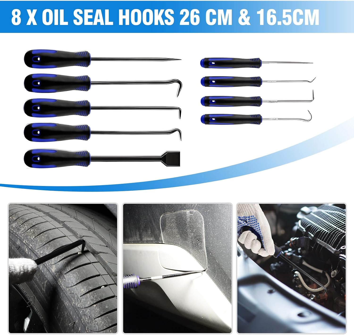 17 Pcs Auto Trim Removal Tool Kit, Pick Set Car Door Panel Clip Removal Tool Mechanic Hook and Pick Tool Set with Storage Bag & Gloves for Automotive Repair and Car Body Door Panel Fastener Removal