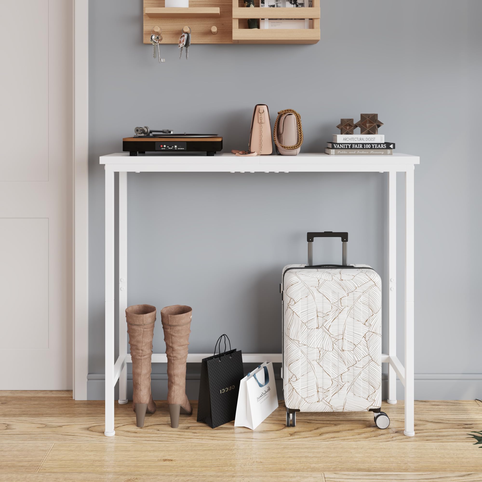 Swlaviue Narrow Console Table, 75cm Hallway Table, White