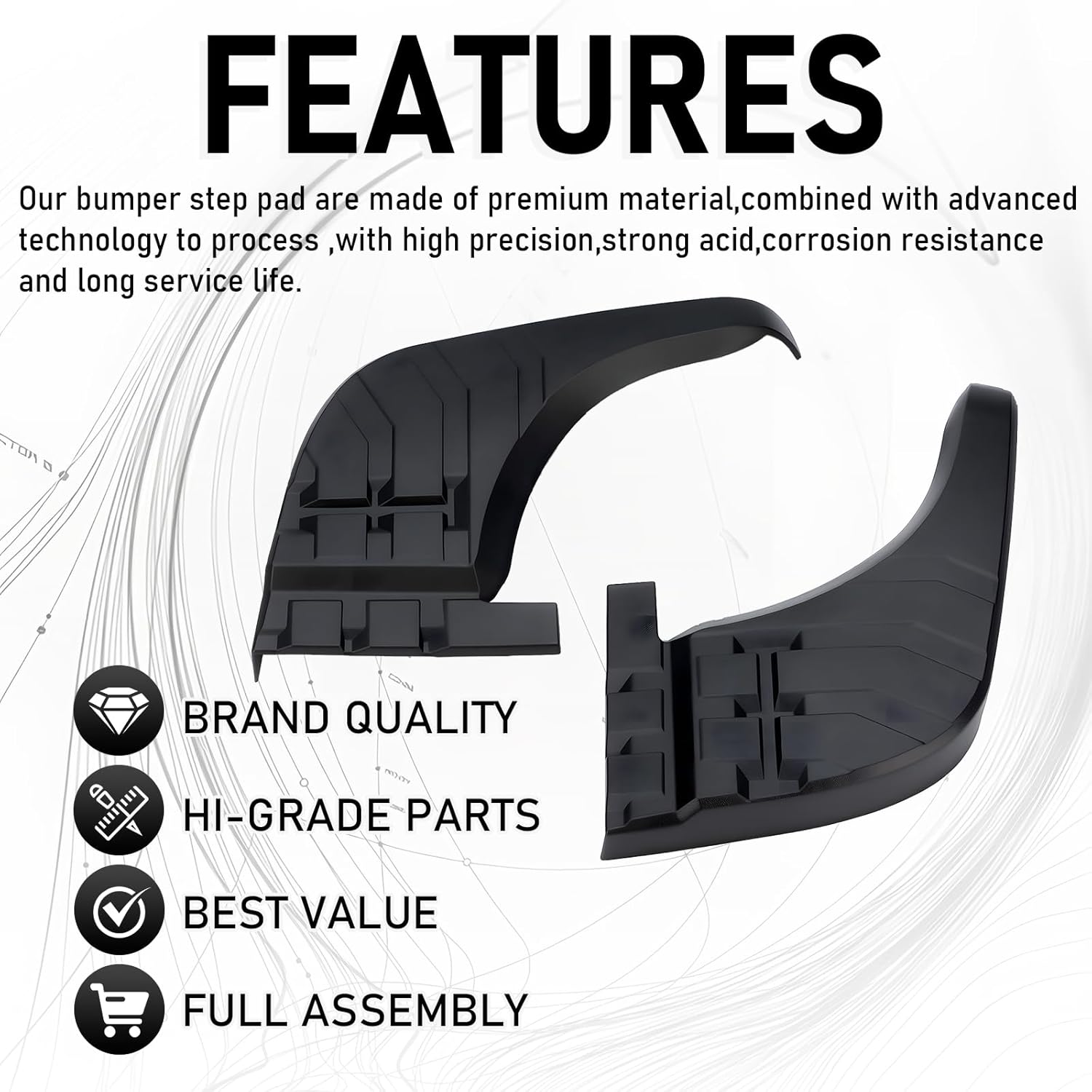Rear Bumper Step Pad Compatible with Toyota Tundra 2007-2013 Repalce 52163-0C040 52164-0C040 Passenger/Driver Side Rear Bumper Step Pad