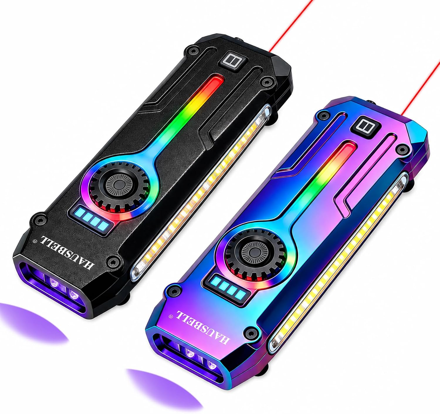 2PCS Flat EDC Rechargeable Tactical Flashlight UV Magnetic small Work light