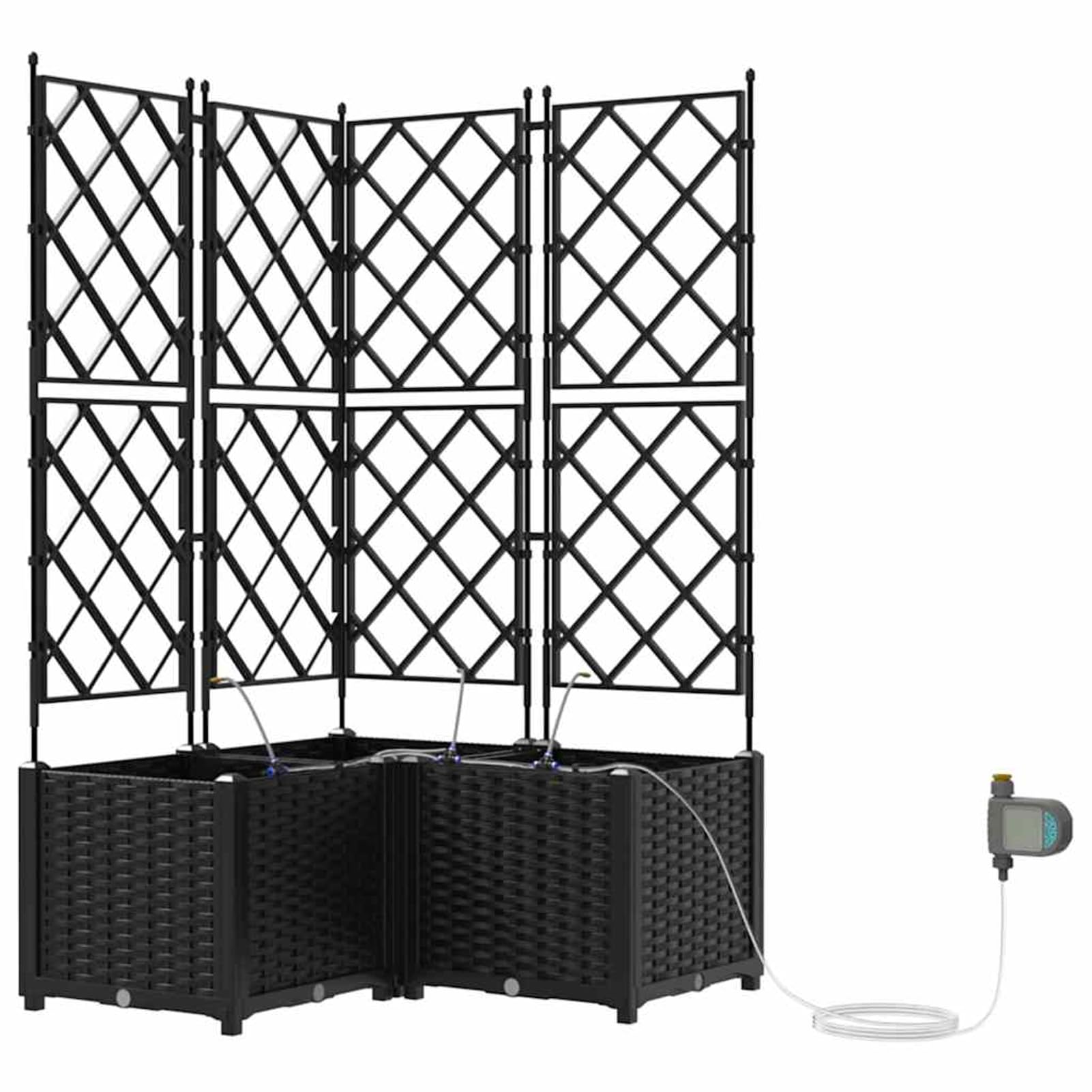 Geecher Vaso da Giardino 3 Pezzi, con Sistema di irrigazione, 80x80x142 cm, in Acciaio, fioriera per Esterno, Ideale per Principianti e Appassionati di Giardinaggio