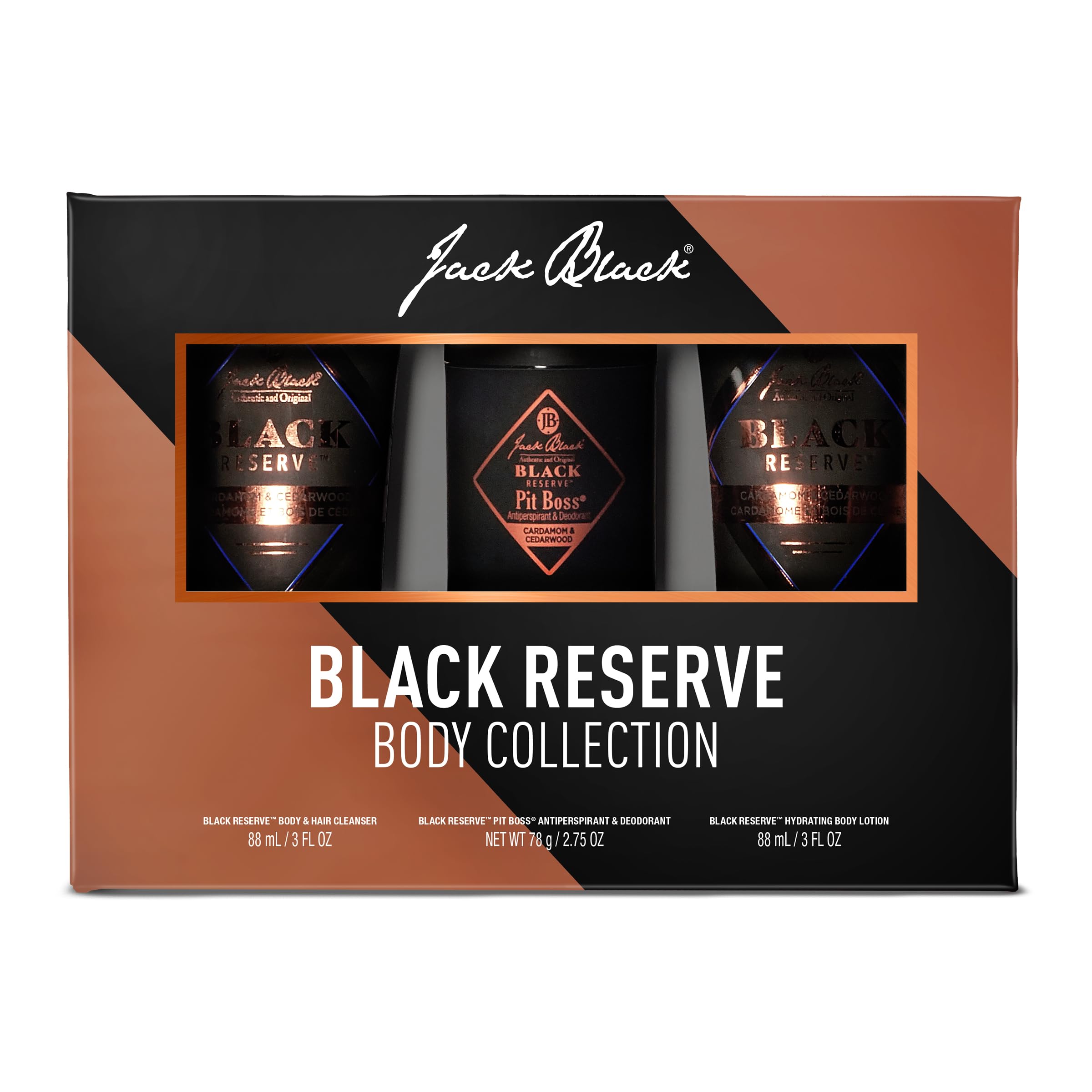 Jack Black Body Collection Set for Men - Mens Body Wash, Pit Boss Men's Deodorant, Body Lotion, Grooming Kit