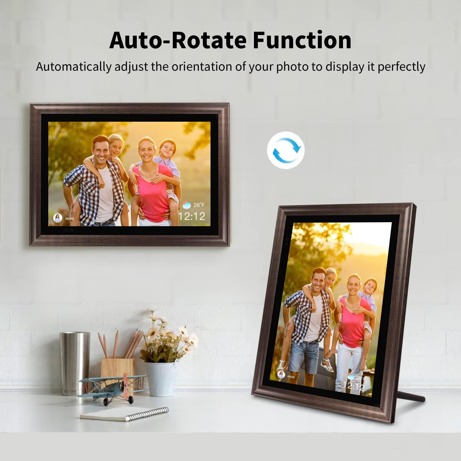 Digital Photo Frame Funcare 13.3 Inch Large WiFi Digital Picture Frame with HD Touchscreen, Remote Control, 8GB Storage, Easy to Share Photos and Videos via AiMOR APP, Wall Mountable
