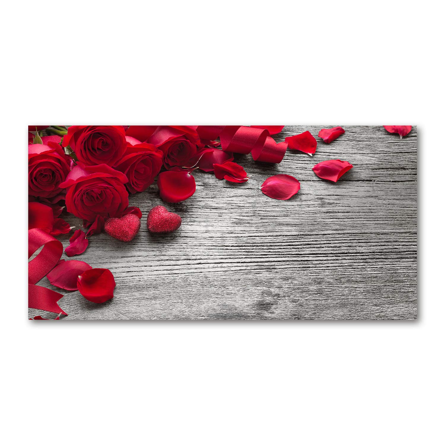 Image panoramique cuisine et salon Tulup roses rouges grand tableau en verre