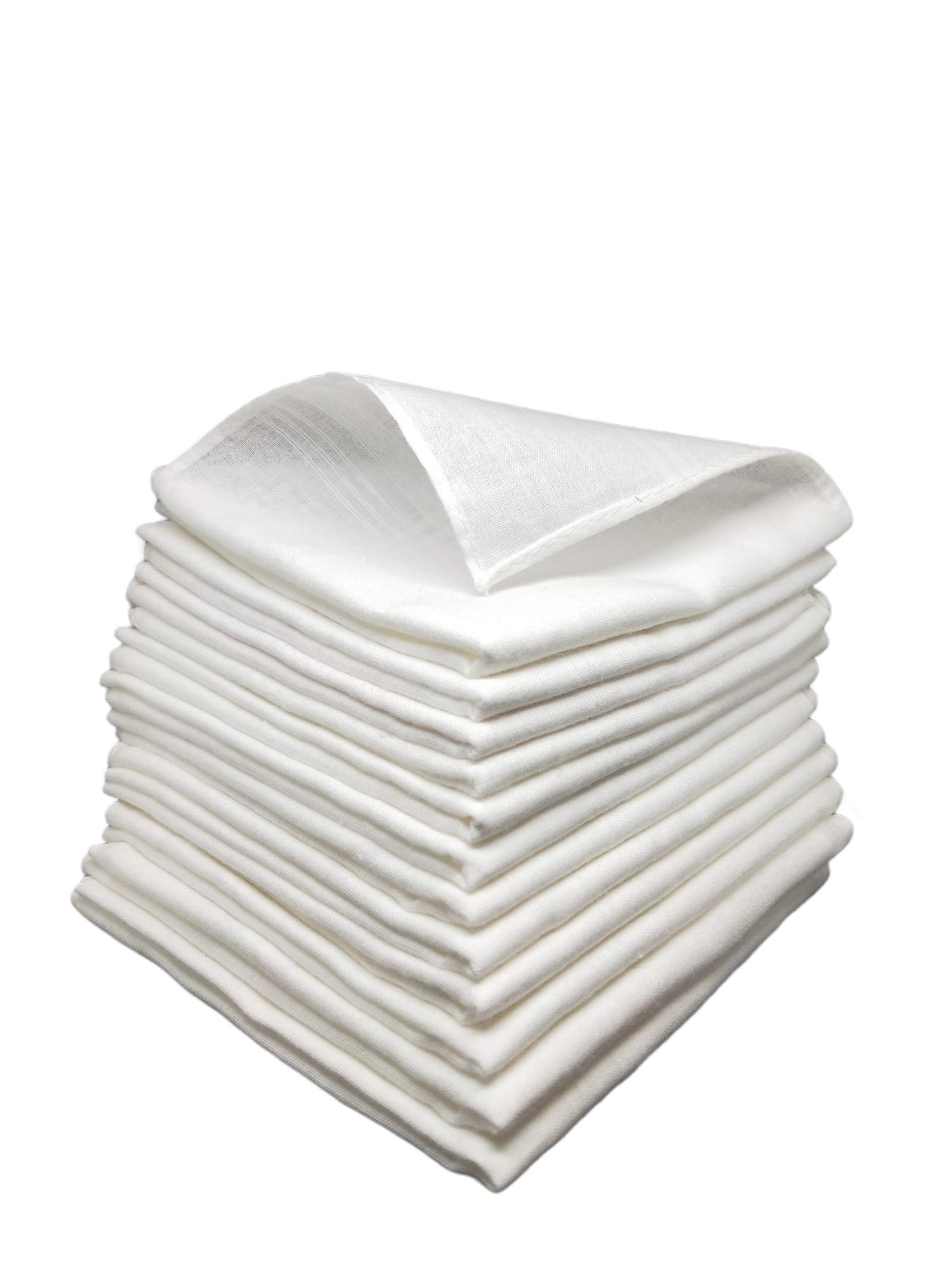 Pure White Handkerchief for Men 100% Cotton Handloom Hanky Napkin Rumal XXL - 6/12/ 24 piece-image-37