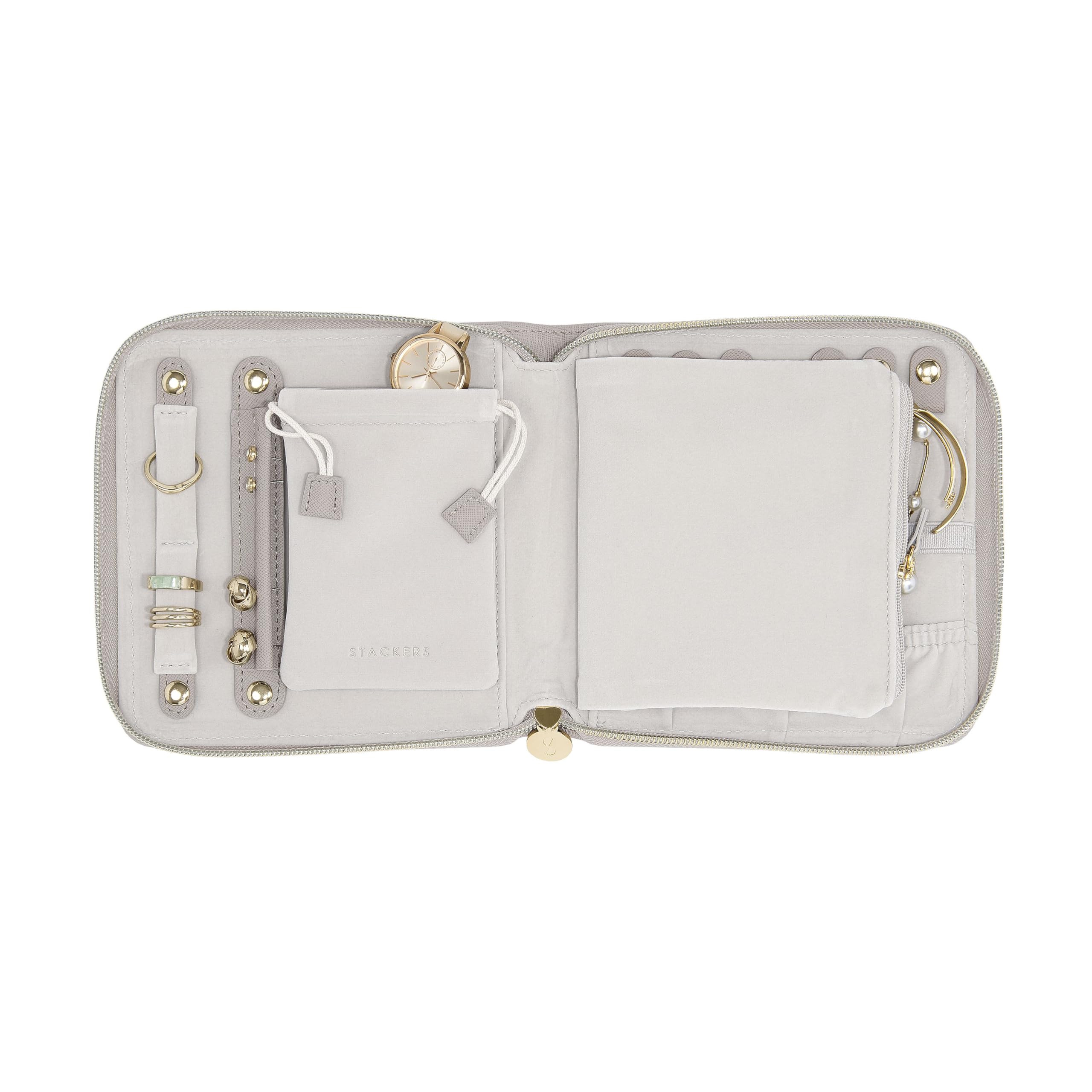 Stackers Taupe Raffia Square Jewellery Roll