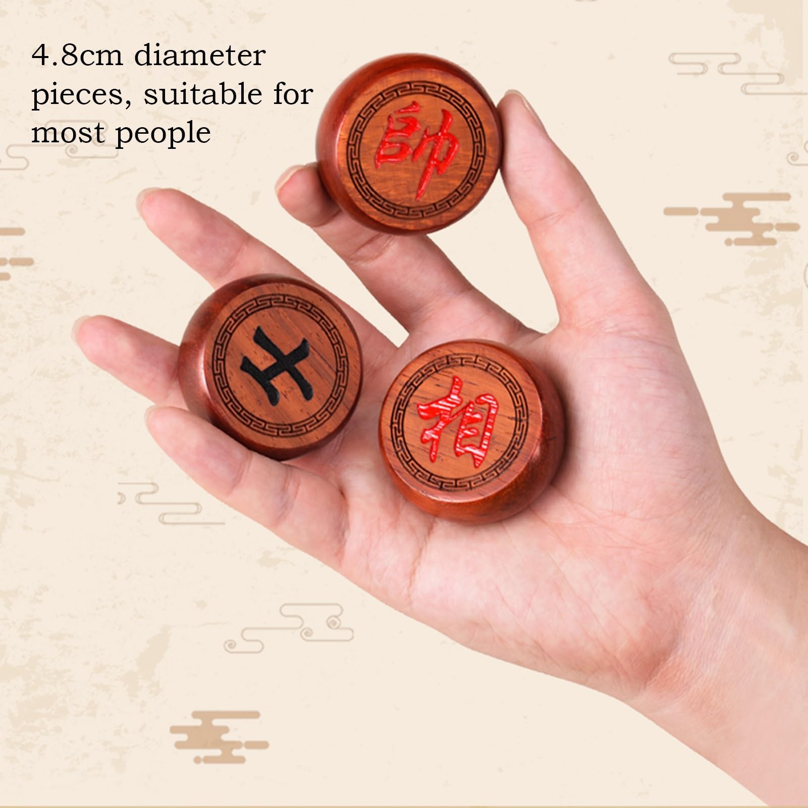 Scacchi Cinesi Xiangqi per 2 Giocatori, Gioco di strategia, Set da Gioco da Tavolo da Viaggio Portatile con Scacchiera in Pelle (Palissandro)