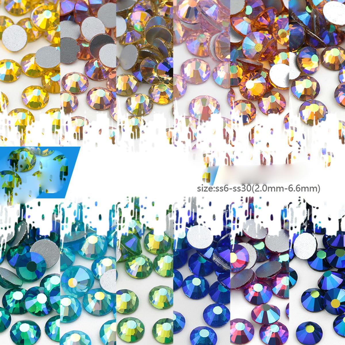 in Massa Strass per Vestiti Fai da Te Retro Piatto Diamanti Decorazioni Strass per Unghie Cristalli AB Glitter Face Stone-Sliver-Mix (SS6-20) x 10 Sacchetti