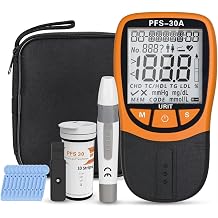 Blood Total Cholesterol Test Kit, 5 in 1 Triglycerides Test Kit Professional Grade Quick Blood Lipid Analysis Meter with 10 Strips for Home use