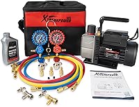 Vista 7 de XtremepowerUS 3.5CFM 1/4HP Bomba de vacío HVAC R134a R12 R22 R410a A/C Kit de refrigeración Juego de manómetros AC R134 Can Tap Bolsa de transporte