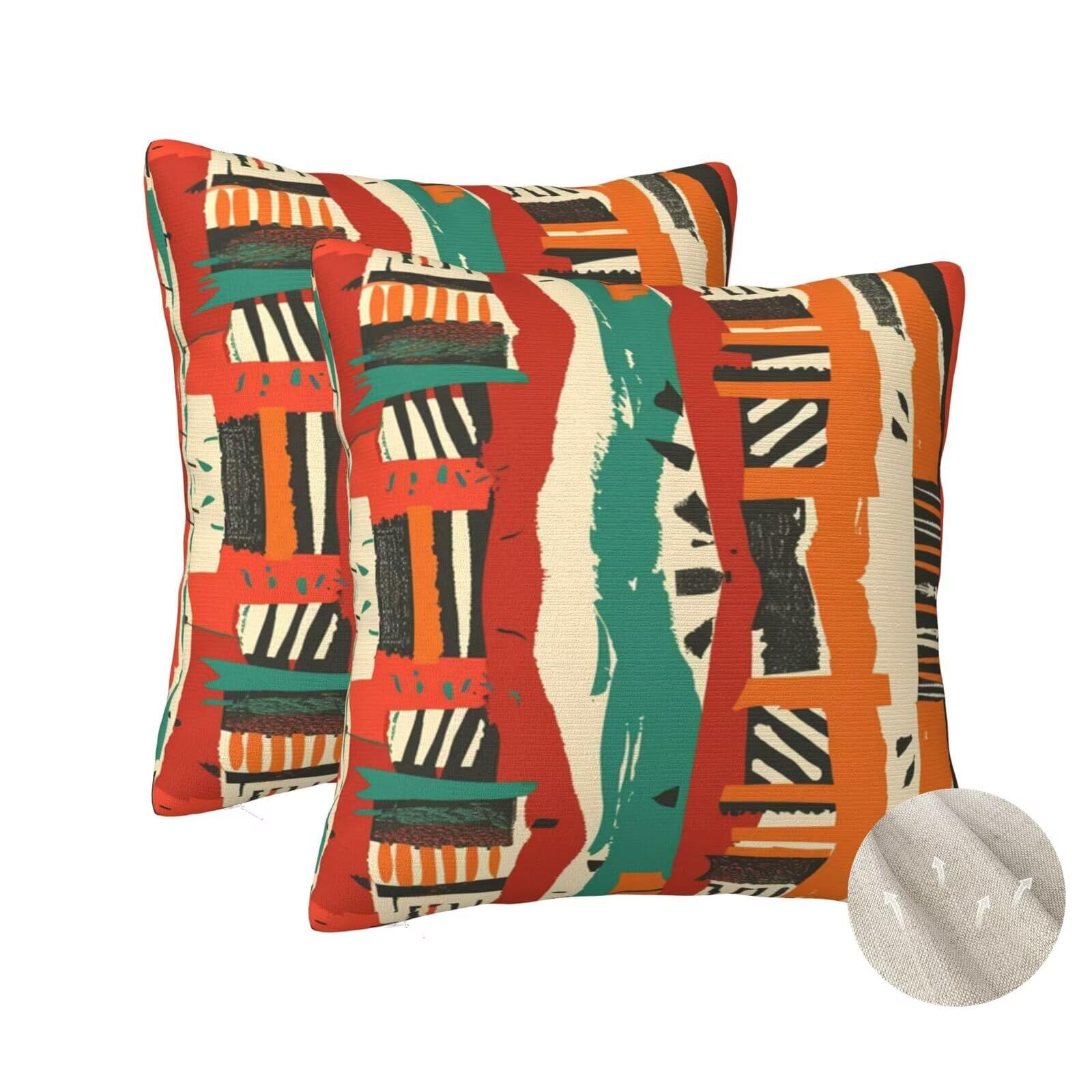 Housse coussin 70x70 cm lot de 2 en style vintage de l'Inde pour canapé de salon carré