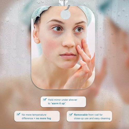 Miniatura 7 de Deluxe - Espejo de ducha grande sin niebla (12.0 x 8.0 in), espejo de afeitado de viaje, sin niebla, espejo de ducha inastillable, portátil