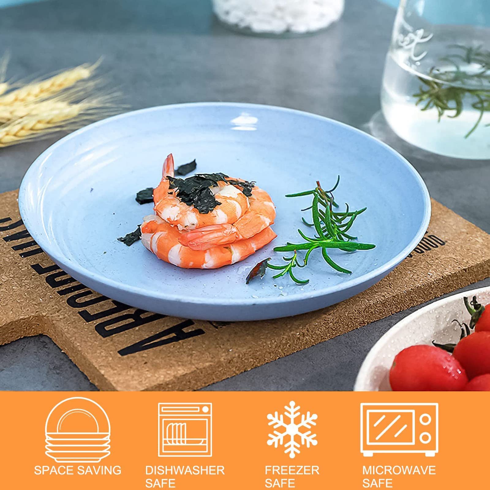 Lot De 4 Assiettes En Plastique 20 Cm - Incassables - Micro-ondes Et Lave-vaisselle - Sans BPA - Polyvalentes