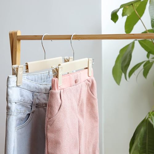 Miniatura 6 de Perchas para pantalones con clips, perchas de plástico para colgar pantalones y ropa (paquete de 50 unidades, caqui)