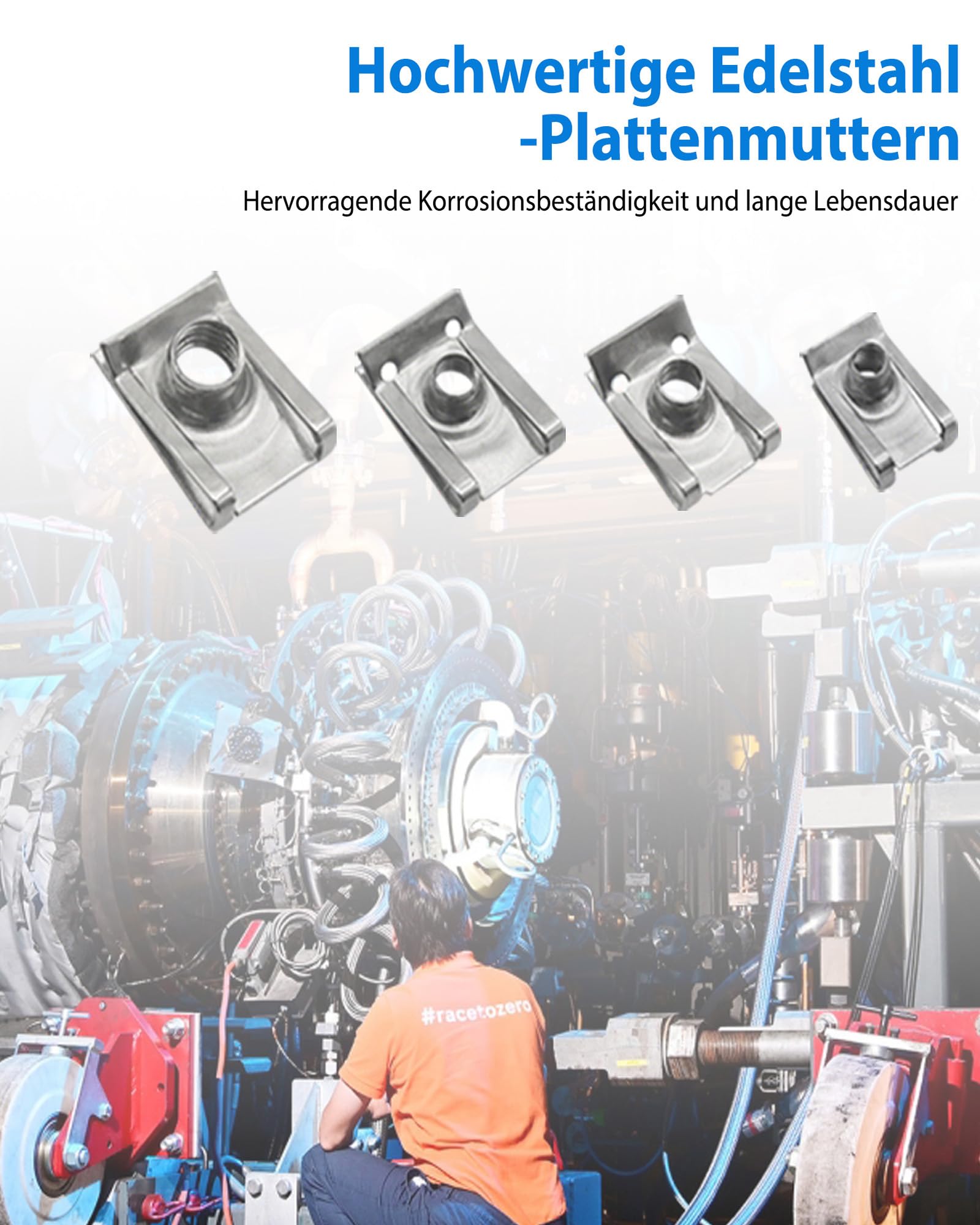 100 Stück Blechmutter Schraube Mutter Kit: U-Typ Blechmuttern Edelstahl M4 M5 M6 M8 mit Aufbewahrungsbox für reparieren in Türverkleidungen Dachverkleidungen