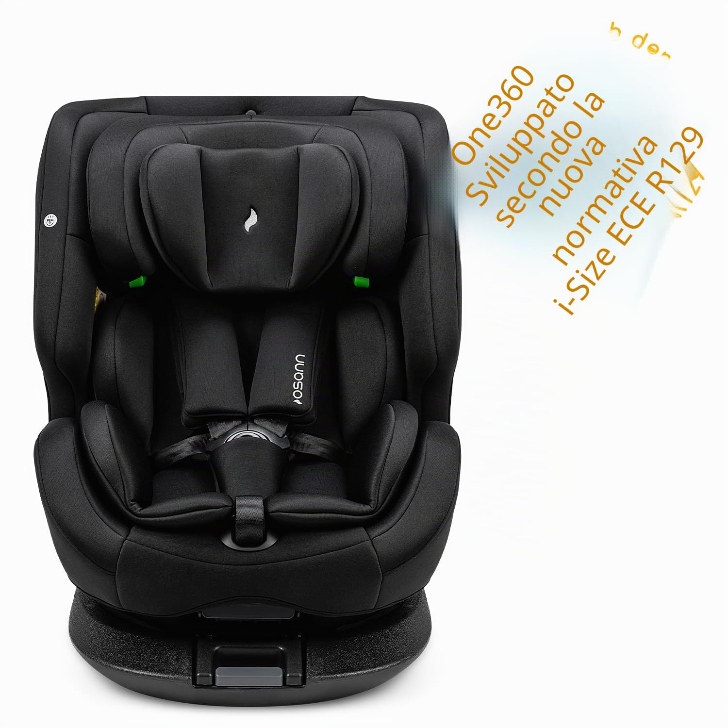 OSANN - Seggiolino auto Neonati/bambini One360 Isofix rotante a 360° - 40-150 cm - Da 0 a 12 anni - Gruppo 1/2/3 - Nero, altezze di 14 posizioni, rivolto all'indietro/in avanti