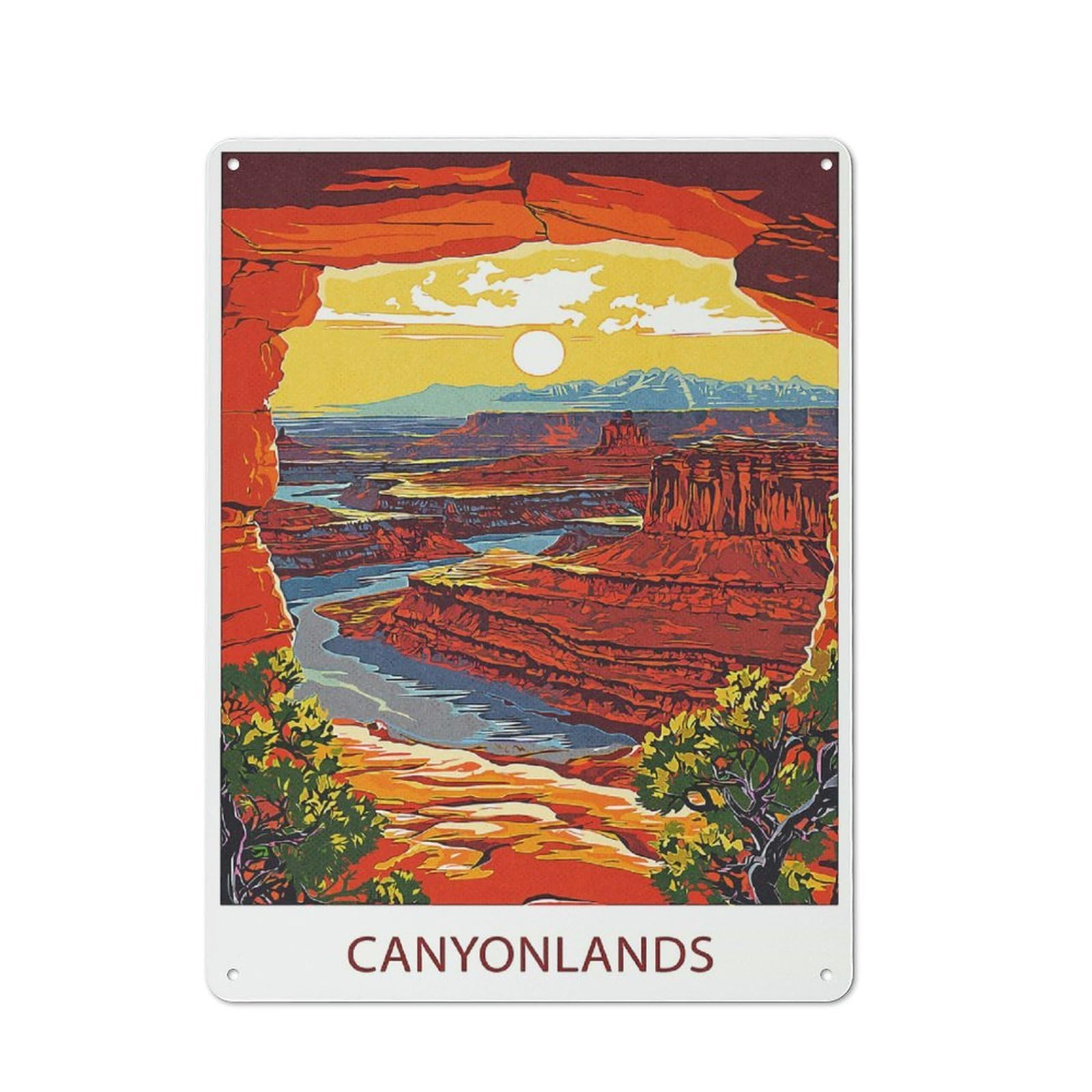 Junmoney Style-4 Metal Wall Plaque With Canyonlands National Park(2) Design 40X30cm, Retro Room Wall Plaque For Home, Shop, Pub Or Studio Wall