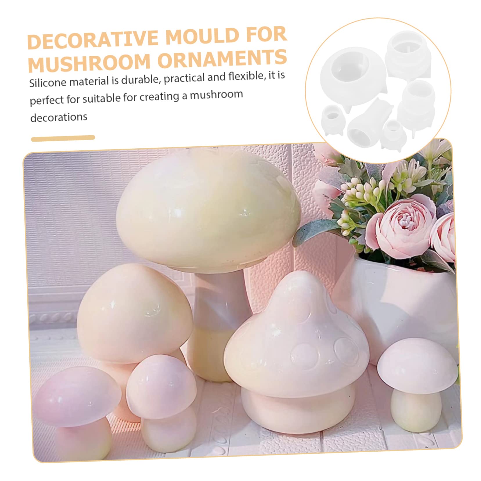 EXCEART Stampo in Silicone a Forma di Fungo, 6 Pezzi, Facile da Sformare, Riutilizzabile, per Creazioni Fai da Te e Decorazioni in Resina Epossidica
