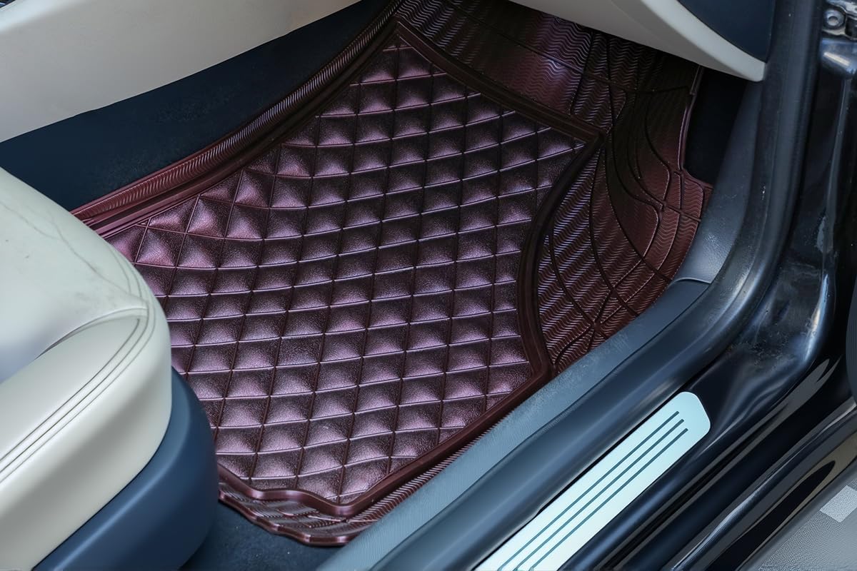 Universal Trim-to-Fit Car Floor Mats for Cars Trucks SUVs Rubber Non-Slip Waterproof All Weather Protection Floor Liner-Burgundy - Image 4