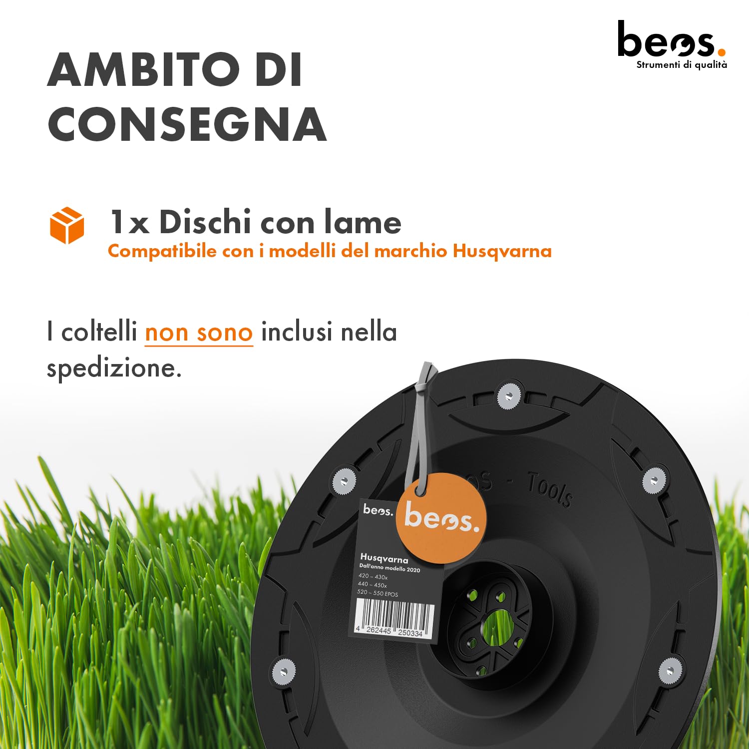 BEOS Disco Porta-Lame modificato per Robot Tosaerba Premium - Disco Porta-Lame Rinforzato con Fibra di Vetro per 7 Lame - Husqvarna 315x|420|440|430x|450x|520 EPOS|550 - Ø 222 mm