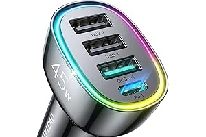 45W 4 Ports Super Fast Car Charger Adapter