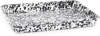 Enamelware Small Rectangular Tray, 11.25 x 9 inches, Black/White Splatter (Single)
