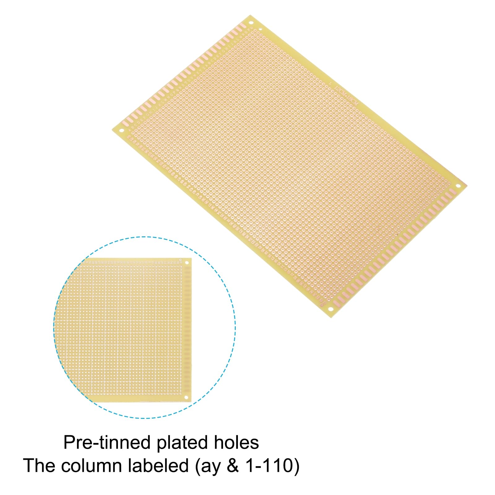 PATIKIL 4.7" x 7.1" Scheda PCB Circuito, 5 Pz Schede Prototipo Monofaccia Per Saldatura DIY E Progetti Elettronici, Scheda Circuito Saldabile, Gialla