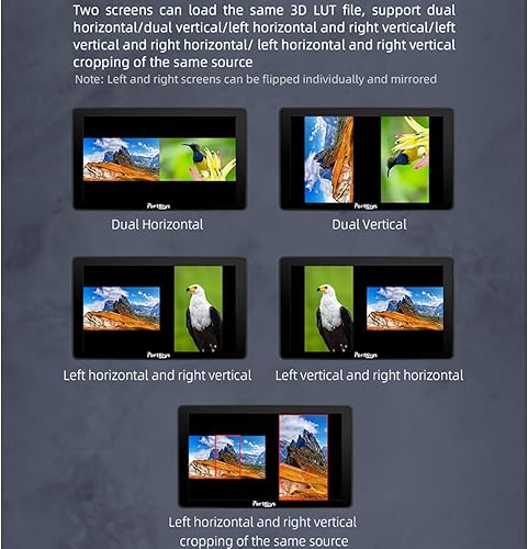 Miniatura 4 de Portkeys BM7 II DS BM7IIDS BM7IIDS - Monitor de cámara de cine de 7 pulgadas, pantalla dual 2200nit, monitor de video de pantalla dividida ultra